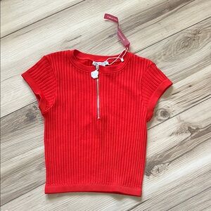 Zara Women’s Red Ribbed Mini Top